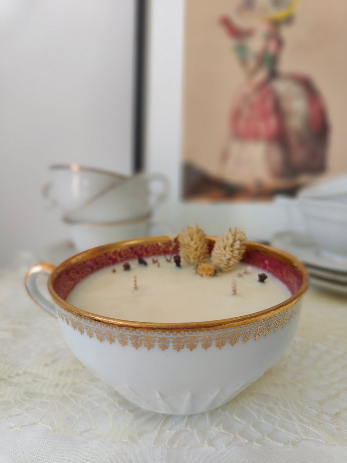 Bougie tasse à thé en procelaine