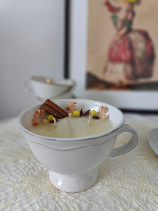 Bougie tasse blanche fleur d'oranger